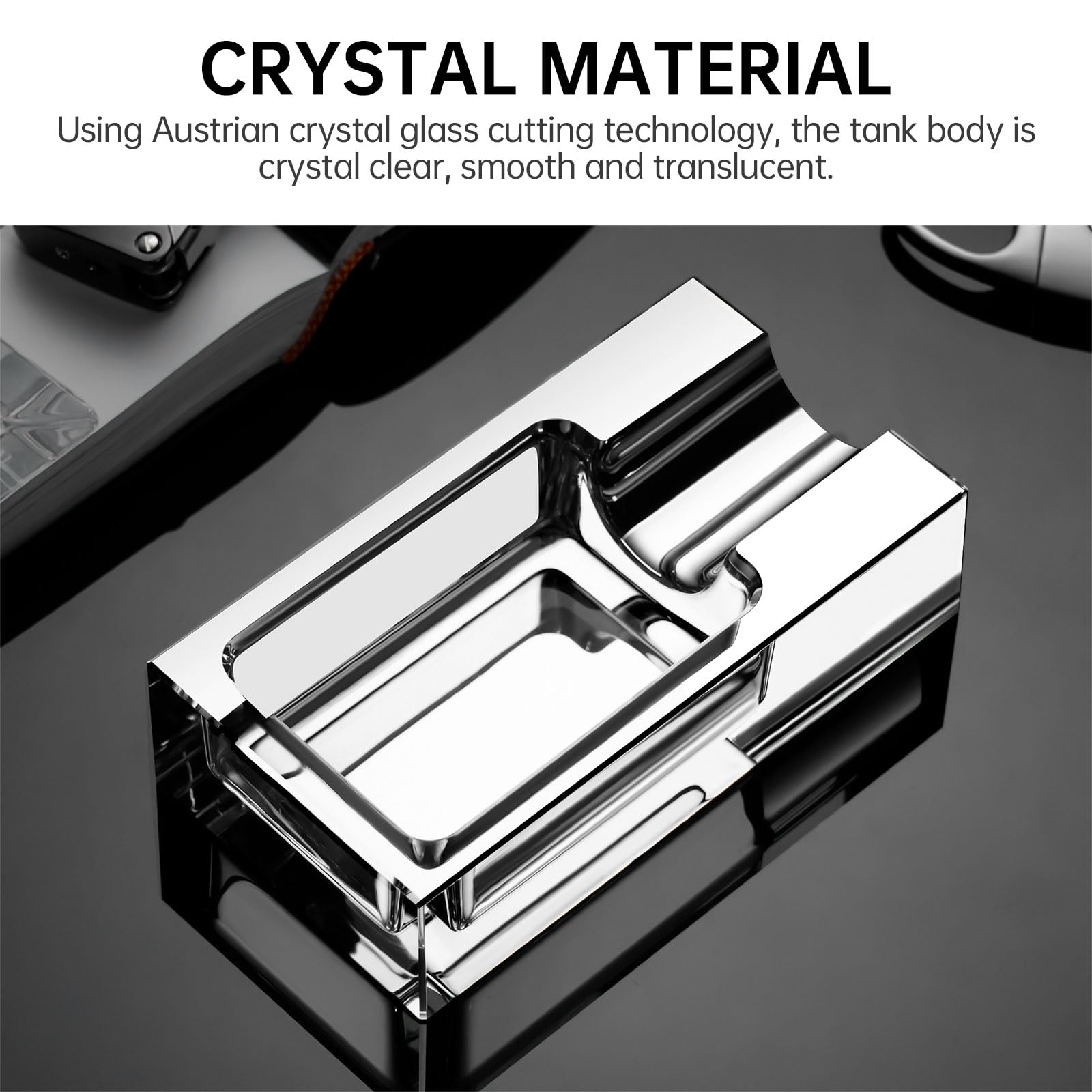 Cenicero para puros de cristal y cristal, elegante, irrompible y perfecto para uso en interiores, exteriores, terraza, hogar o oficina, con caja de regalo (dorado)
