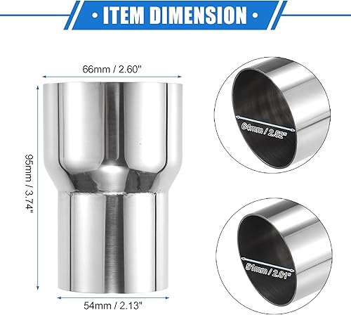 Miniatura 6 de Adaptador de tubo de escape, adaptador de conector de 2.5 pulgadas de diámetro interior - 2.26 pulgadas de diámetro interior adaptador universal