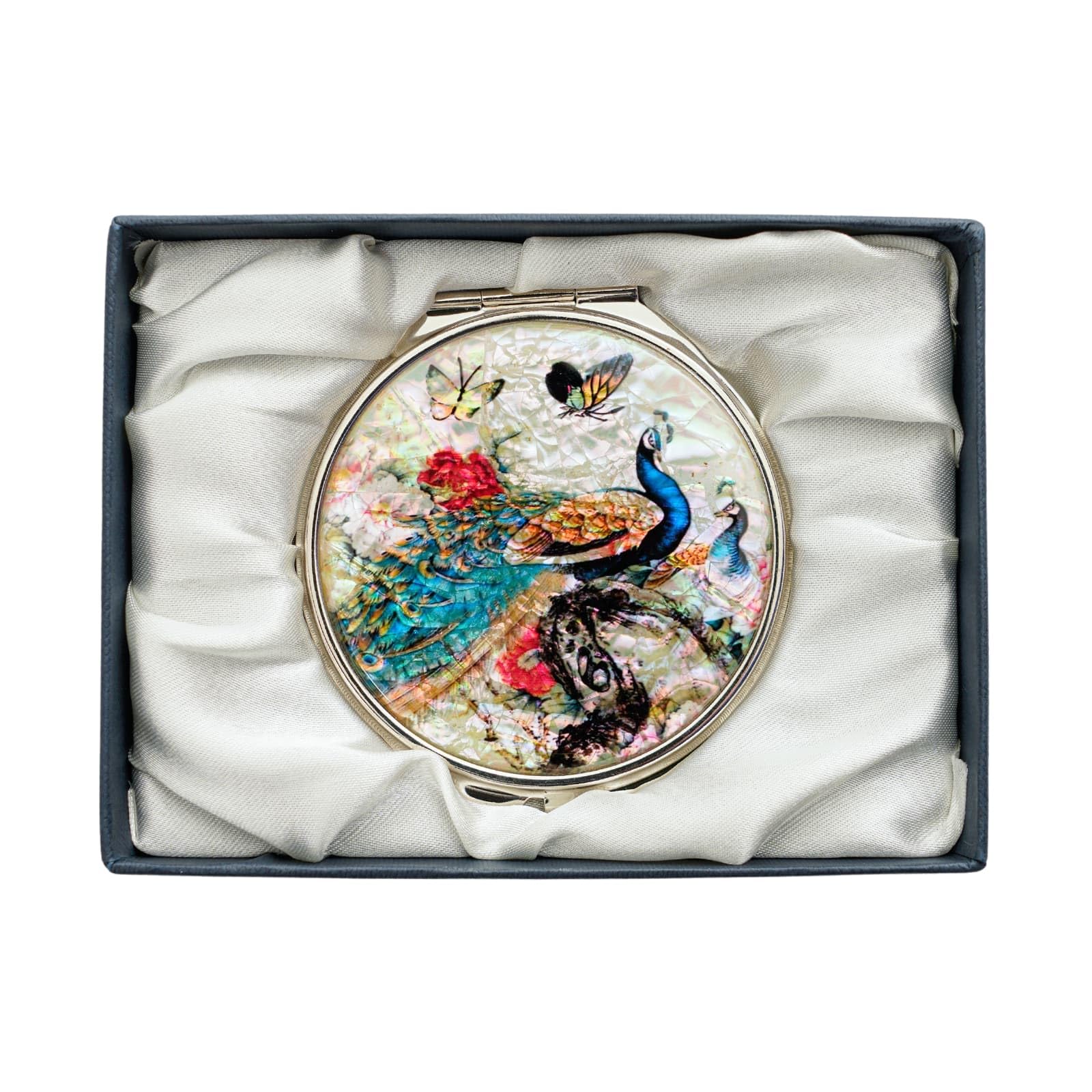 February Mountain Mother of Pearl Dual Magnification Compact Mirror – Gifts for Women, Mom, and Sister – Unique Birthday, Christmas Idea – Elegant and Travel-Friendly