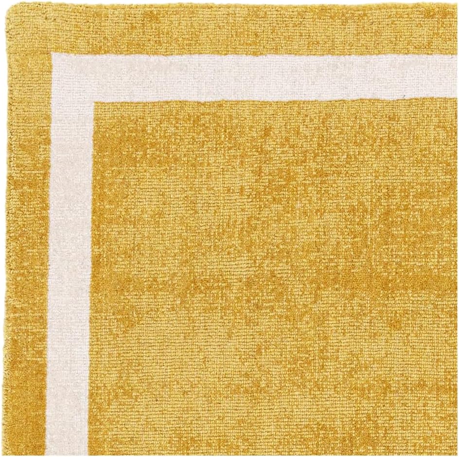 Hand-Tufted Wool Area Rug – Elegant Solid Border Design Soft Area Carpet for Modern Living Room, Bedroom & Home Decor 8 x 12 Ft Golden