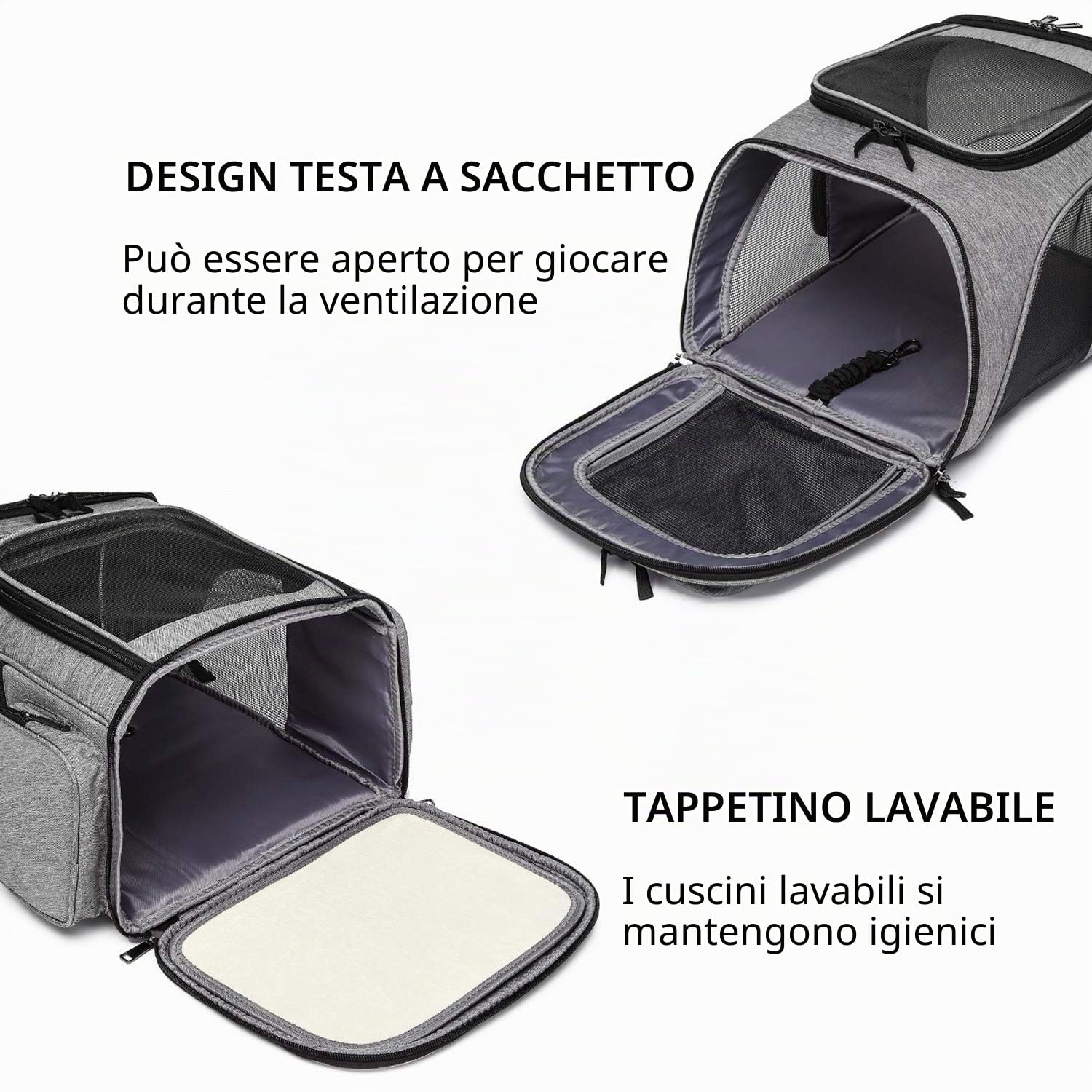 PETCUTE Zaini per Trasporto Cani Gatto,Zaino Borsa da Trasporto per Animali Domestici,Zaino Traspirante Regolabile per Gatto Cane Piccolo,Viaggio Auto Treno,Blu