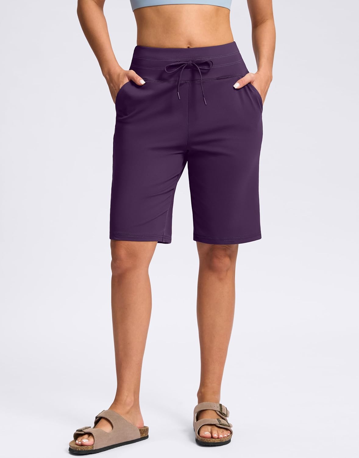 G GRADUAL Bermuda Shorts for Women with Pockets 10" Knee Length Womens High Waisted Long Shorts for Walking Athletic Workout - Image 2