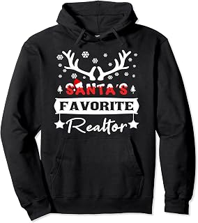 Santa's Favorite Realtor Funny Realtor Holiday Pullover Hoodie