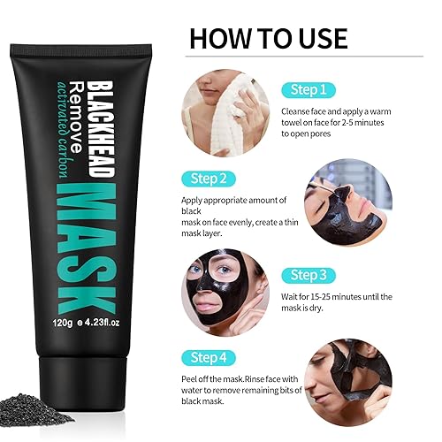 Miniatura 5 de Máscara eliminadora de puntos negros, máscara de limpieza profunda de carbón para mujeres y hombres, adecuada para pieles grasas y todo tipo de