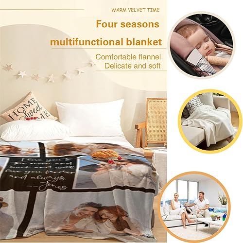 Miniatura 41 de Manta personalizada de doble cara, regalos de Navidad para familiares y amigos, manta personalizada con texto fotográfico para mamá, papá, abuela