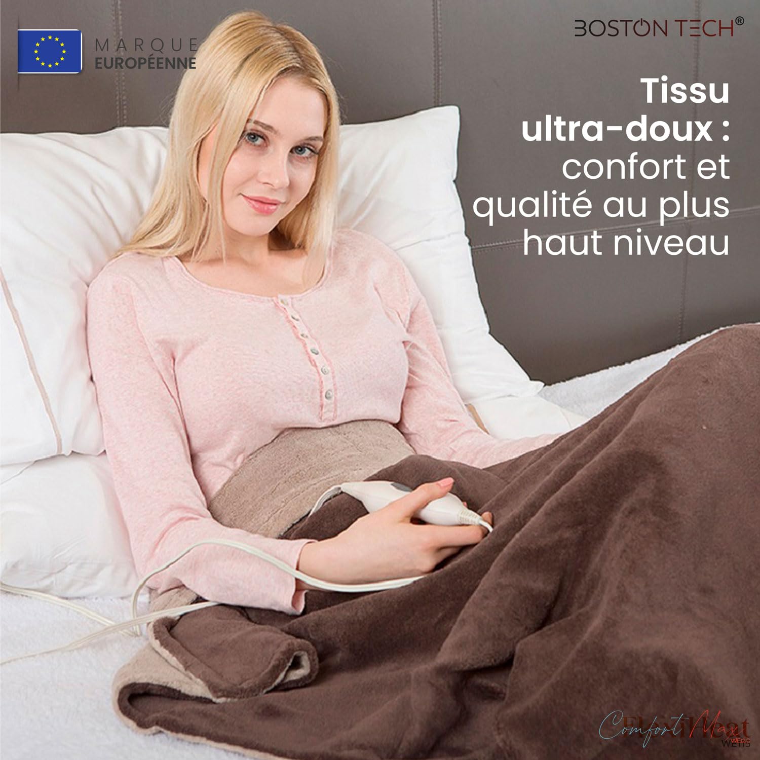 Couverture Chauffante Double Comfortmax 180x130 cm | 9 Niveaux de Température | Contrôle Numérique Amovible | Chauffage Rapide + Arrêt Automatique | Protection Surchauffe | Lavable en Machine