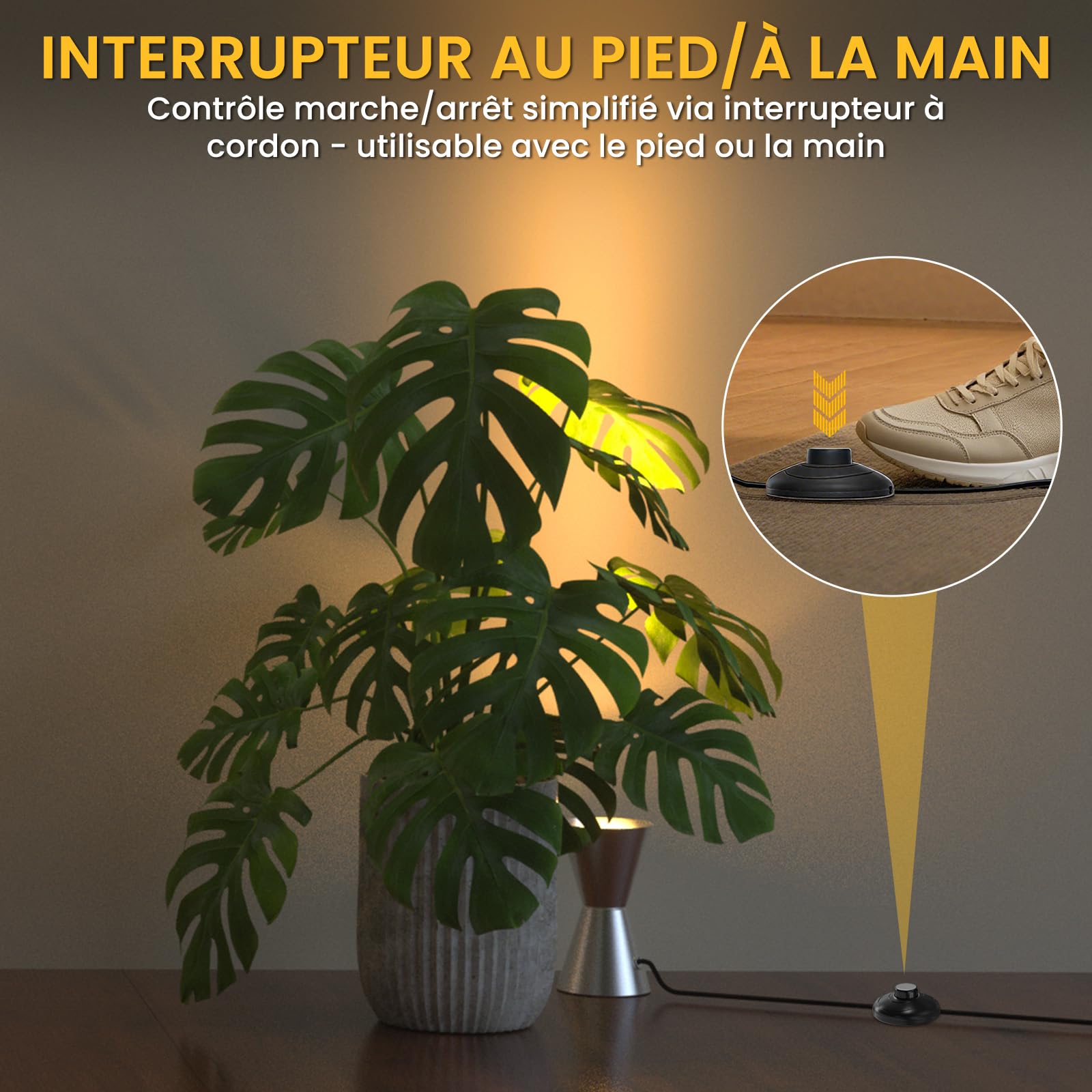 LED Spot de Sol, LED Uplight Spot pour Éclairage Indirect, Lampe de sol pour Intérieur, Lampadaires 6W 3000K Blanc Chaud Avec Ampoule E14, Lampe sur pied avec Interrupteur Pied (2 paquet)