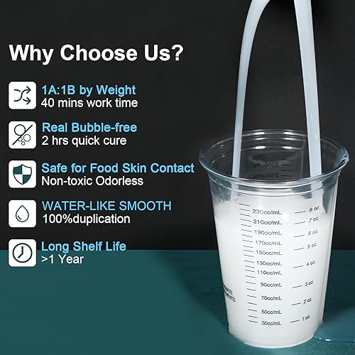 Miniatura 2 de CHANGTIKEJI Kit de fabricación de moldes de silicona, silicona líquida súper elástica de 64 onzas para fabricante de moldes, goma de silicona