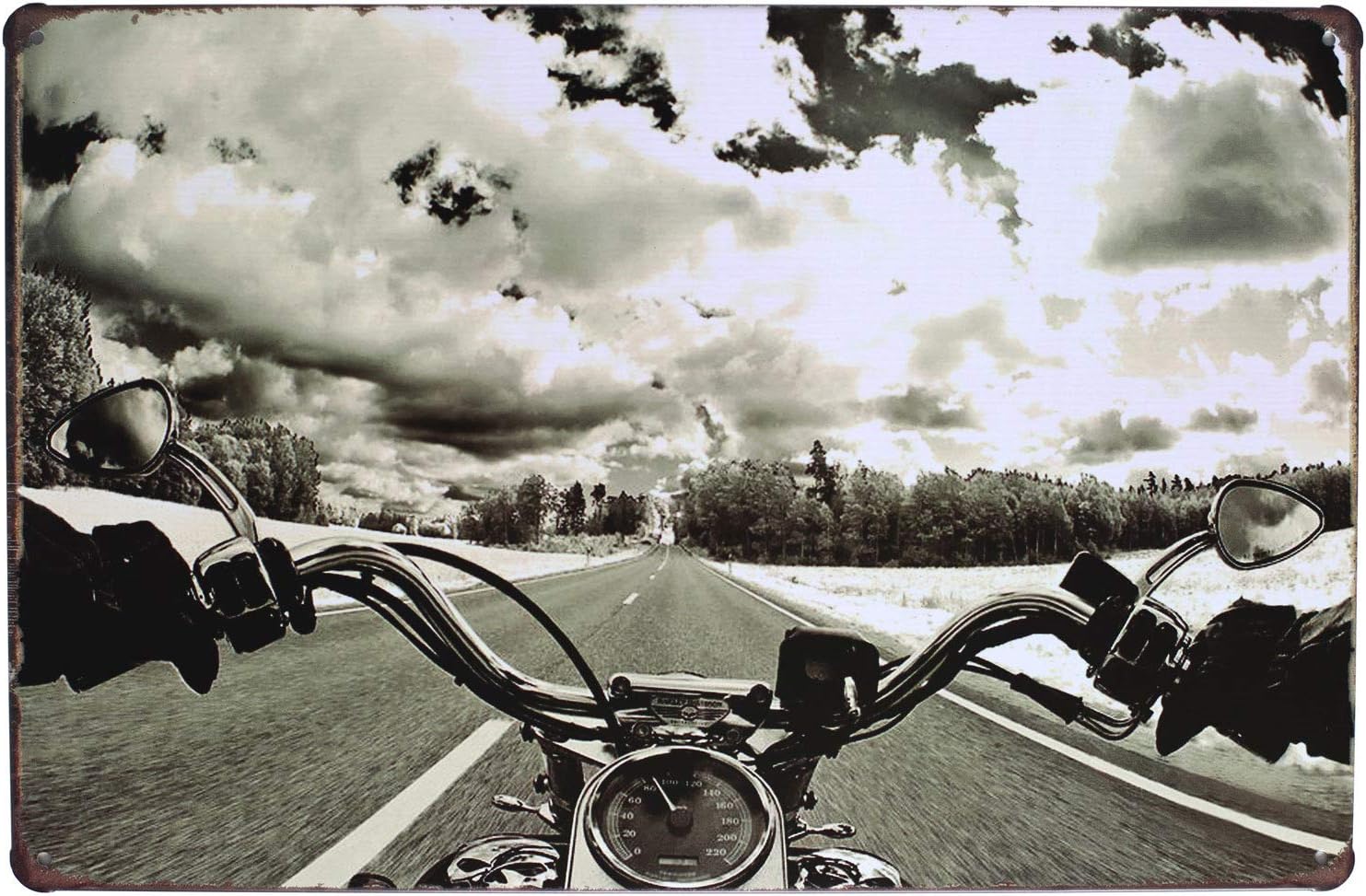 UOOPAI Ride Free Route 66 Motorcycle Retro Metal Tin Sign, Vintage Plaque Biker Road Trip Wall Decor