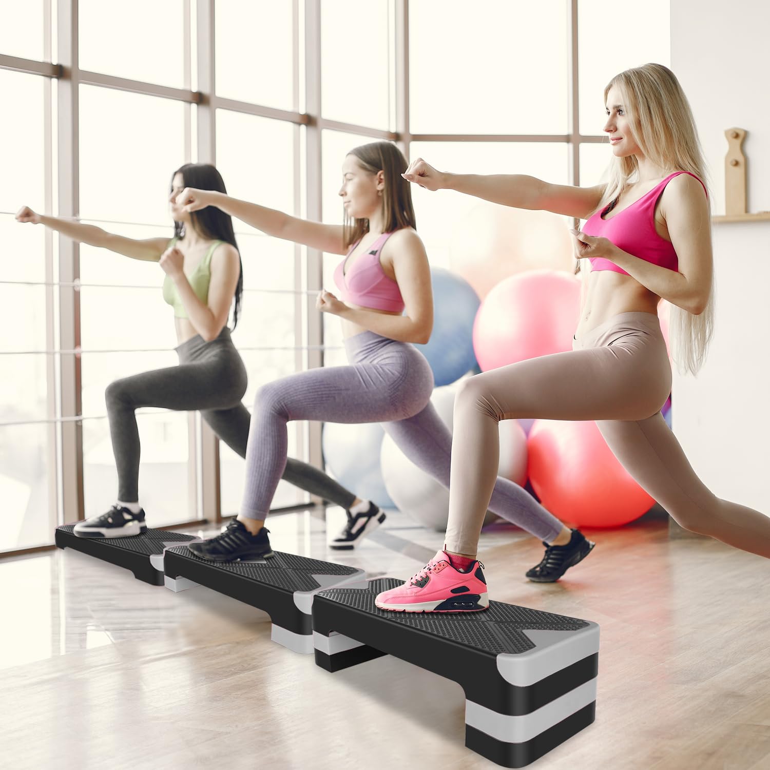 Aerobic Steppbrett Höhenverstellbar Stepper mit 3 Stufen 10/15/20cm, rutschfest Fitness Step-Bench für Zuhause