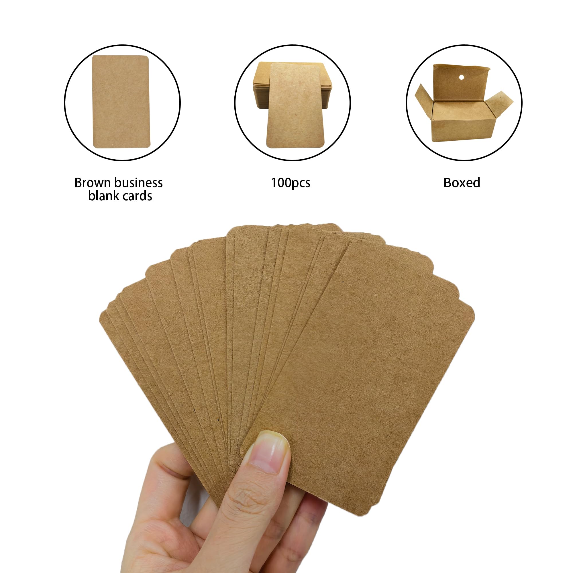 YKUKIZEE 1000 PCS Kraft Blank Business Cards, 8.9 x 5.2 cm Blank Kraft Paper Cards, Brown Blank Business Cards for DIY School Home Activity Shorthand Study Flash Memory - Image 3