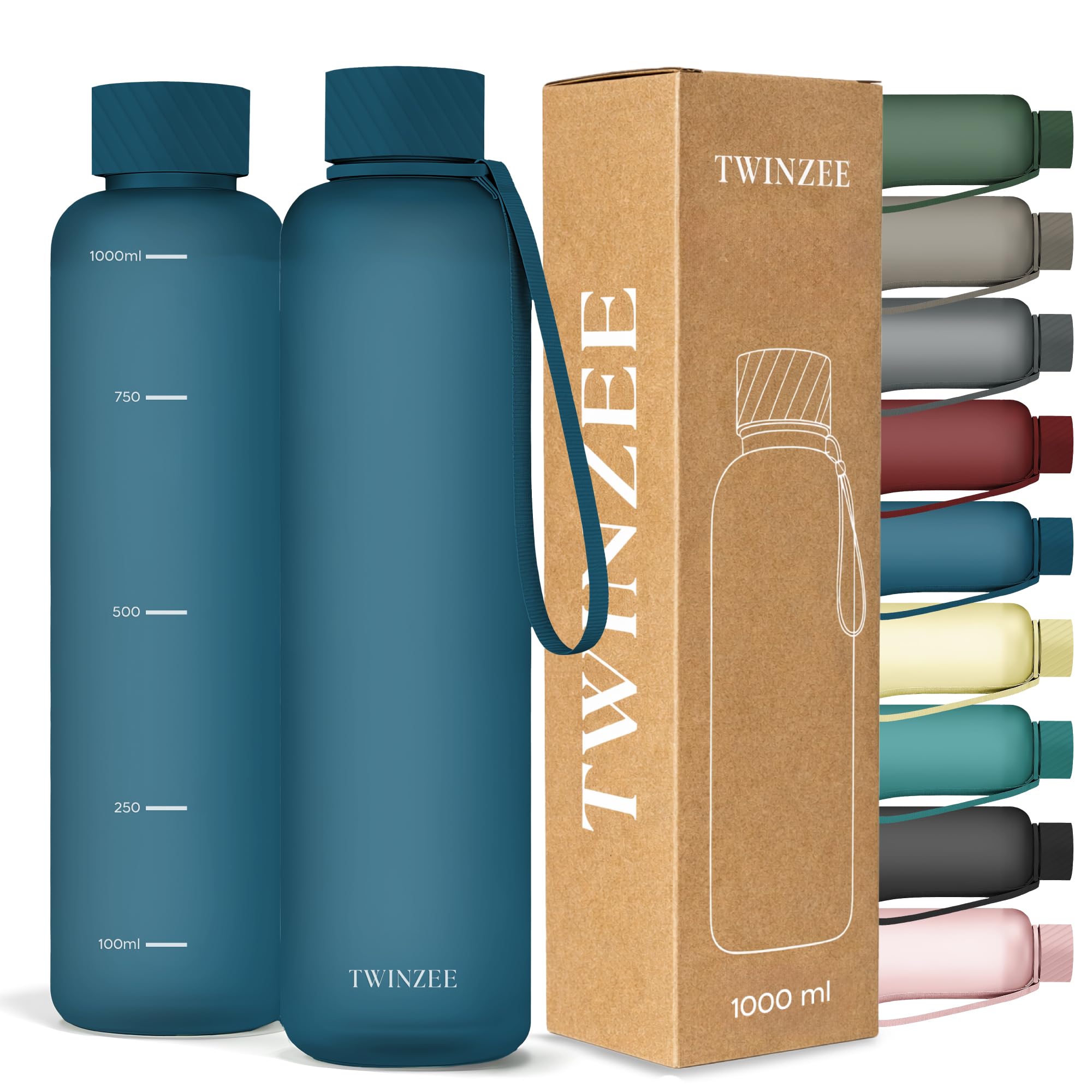 Twinzee Botella Agua 1,5 litro - Sin BPA & Antigoteo, Botella de Agua Deportiva, Oficina, Colegio, Gym, Cantimplora - Tritan Water Bottle, Verde Bosque — view 12
