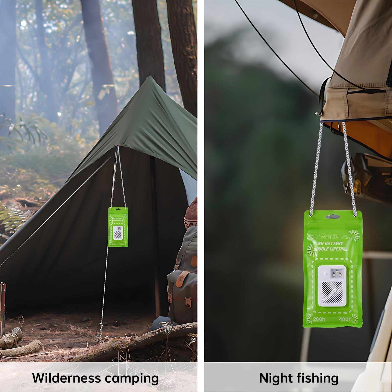 FTVOGUE Lampe à Eau Salée, sans Pile, éclairage de Secours pour le Camping et la Survie, 400 Heures d'éclairage avec 3 LED, Idéale pour l'extérieur, la Pêche et les Urgences