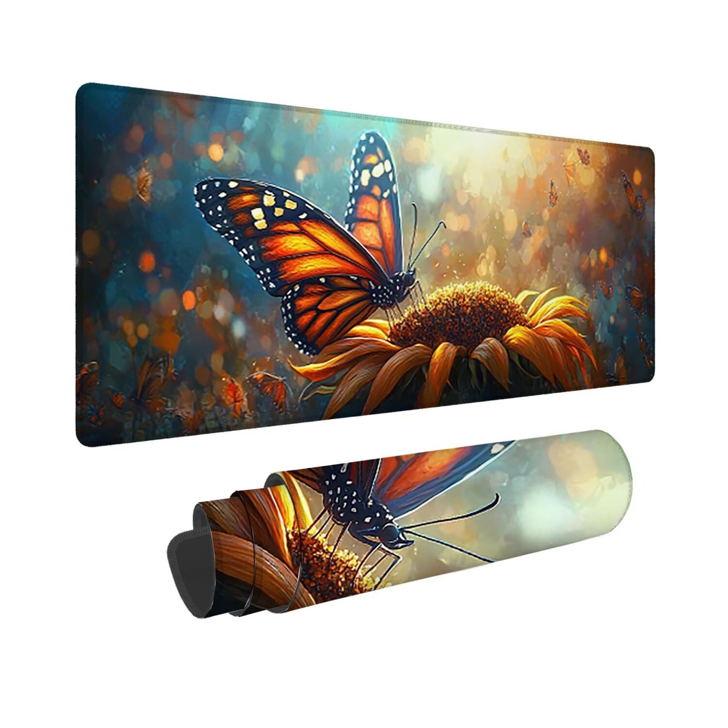 Podkładka pod mysz do gier, 1600 x 800 mm XXL Podkładka pod mysz do gier, duża, antypoślizgowa, wodoodporna, rozszerzona długa klawiatura, akcesoria biurowe, do gier, komputera, komputera (słonecznik