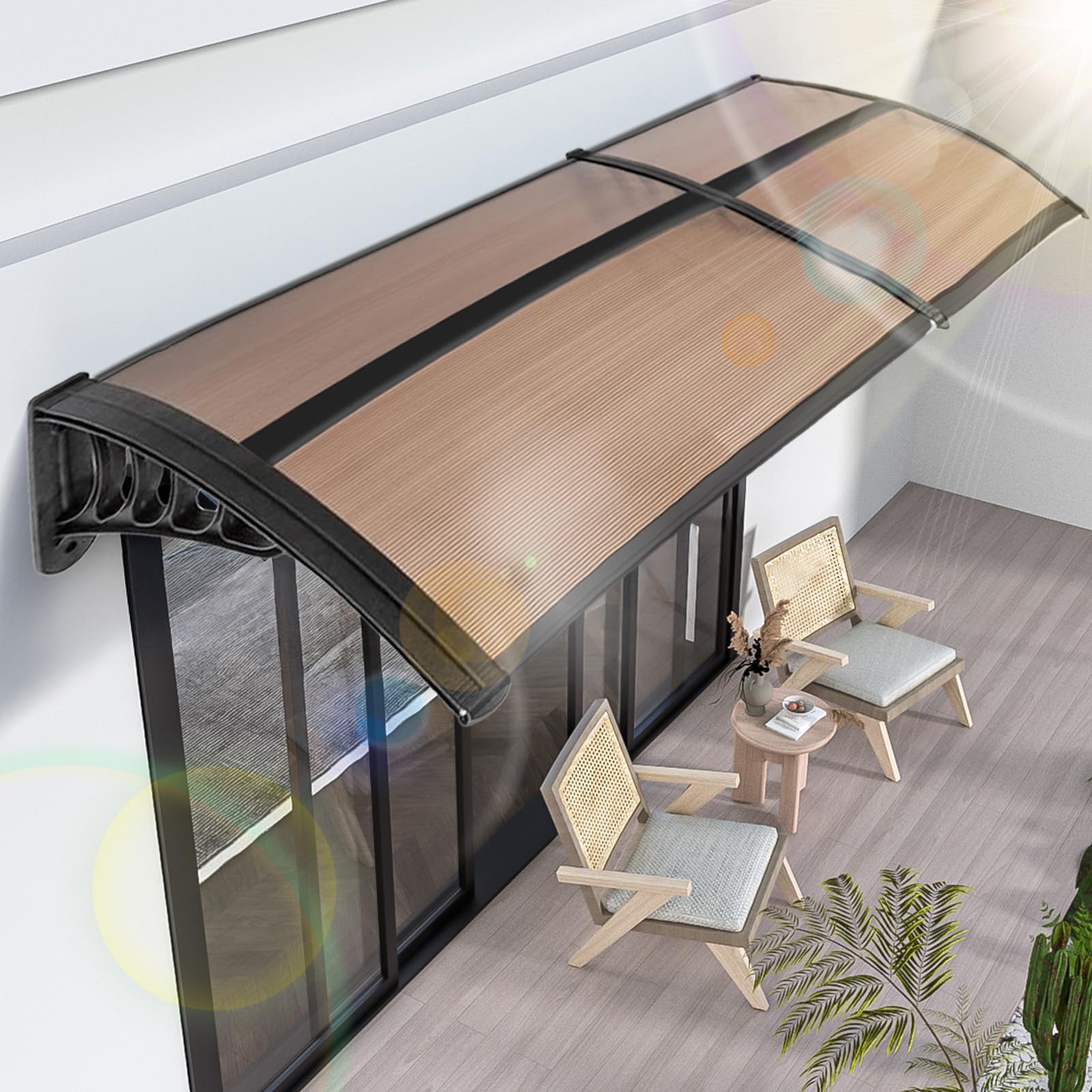 Door Awnings Exterior Rain and Snow with Aluminum Bar, Window Awning Door Canopy for Patio, Awning for Patio Easy to Install for Entrances, Porches,