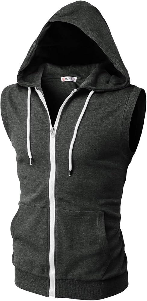 H2H Men's Workout Zip Hooded Tank Tops Bodybuilding Muscle Cut Off H2H Men's Workout Zip Hooded Tank Tops Bodybuilding Muscle Cut Off