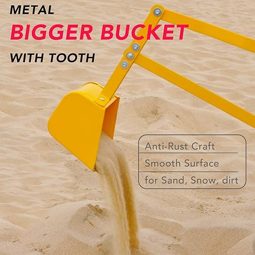 Miniatura 3 de Juguete para excavador de arena, base giratoria de 360, estructura de marco de acero estable y resistente, cubo de metal, excavadora para niños,