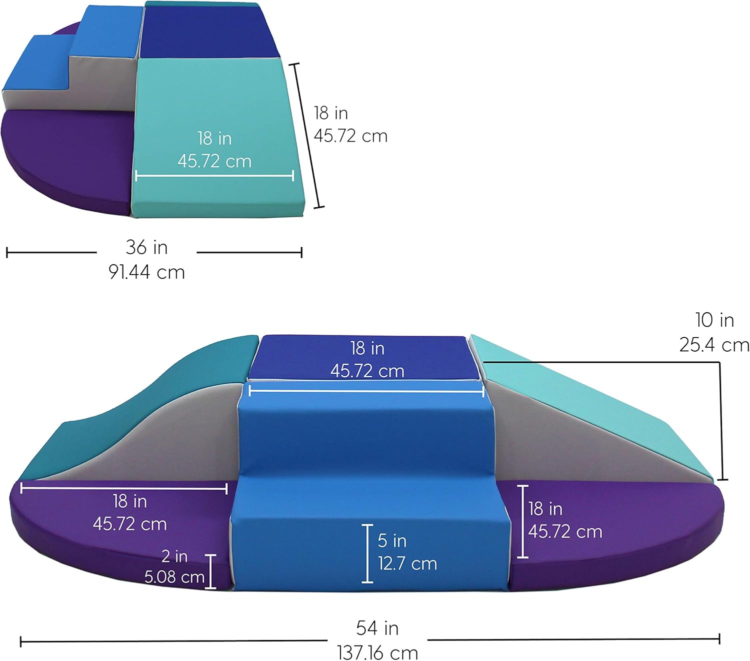 FDP SoftScape Playtime All Around Climber for Crawling Infants and Toddlers, Soft Foam Active Playset with Steps and Slides, Growing Minds and Motor Skills (6-Piece) - Contemporary/Purple, 13021-CTPU
