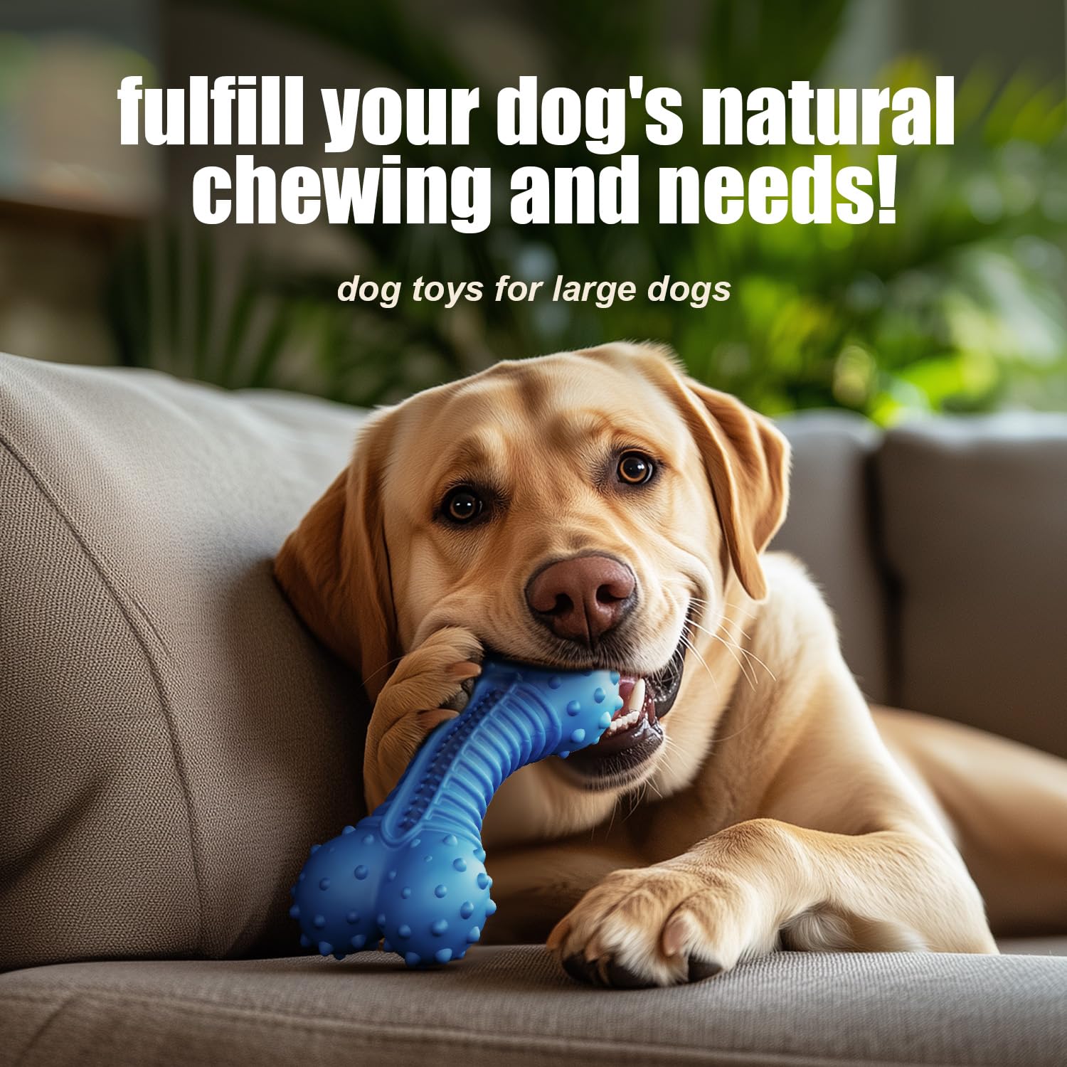 Juguetes para perros de goma para masticadores agresivos: este hueso grande, resistente y pesado con sabor natural a tocino son excelentes juguetes masticables para perros grandes para cuidar