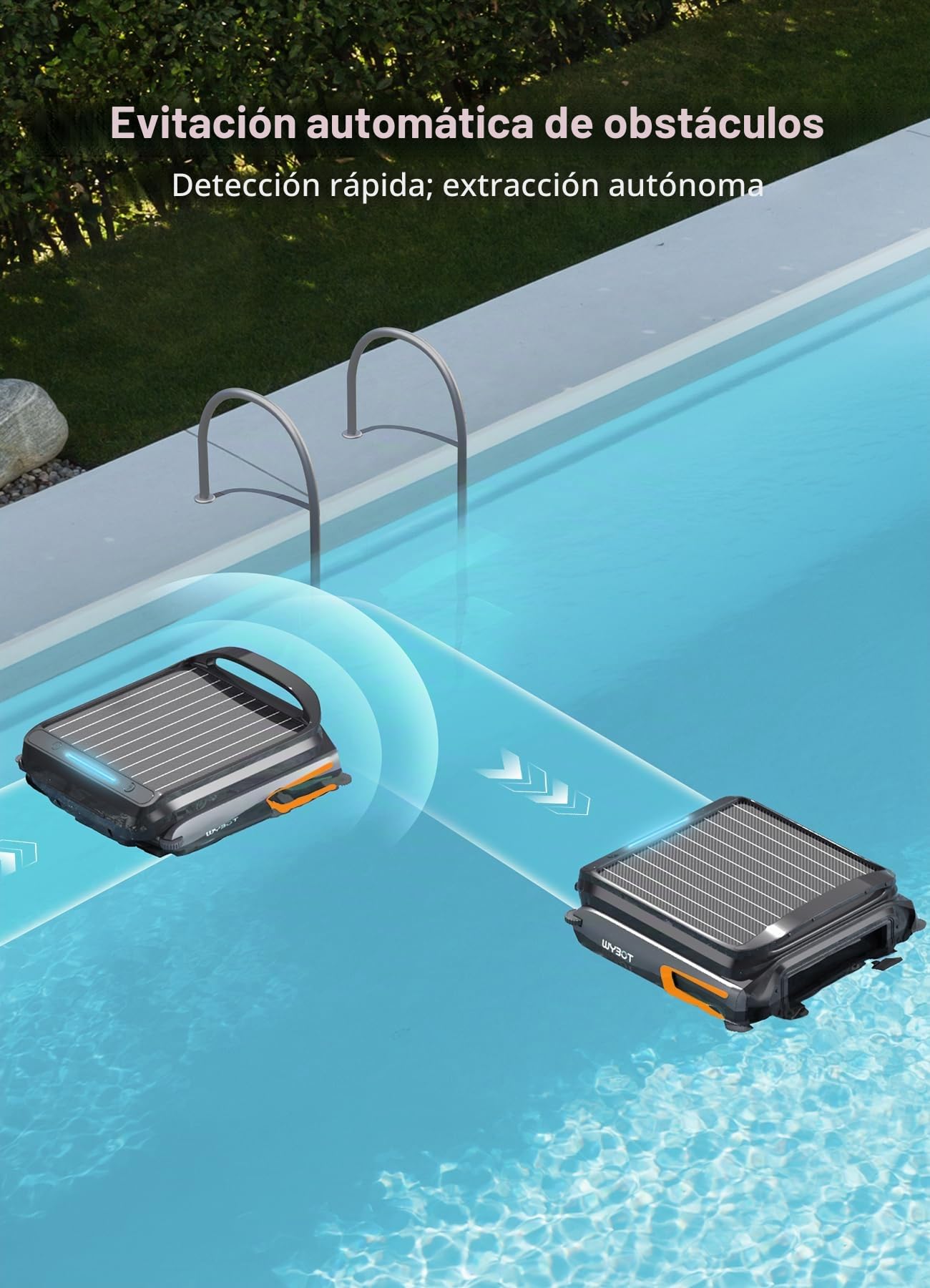 WYBOT F1 Skimmer Piscina con Energía Solar Y Batería, Limpia La Superficie del Agua Automáticamente, App Inteligente, Funciona 24h, para Toda Piscina-Robot Piscina Sin Cables,Naranja Oscuro
