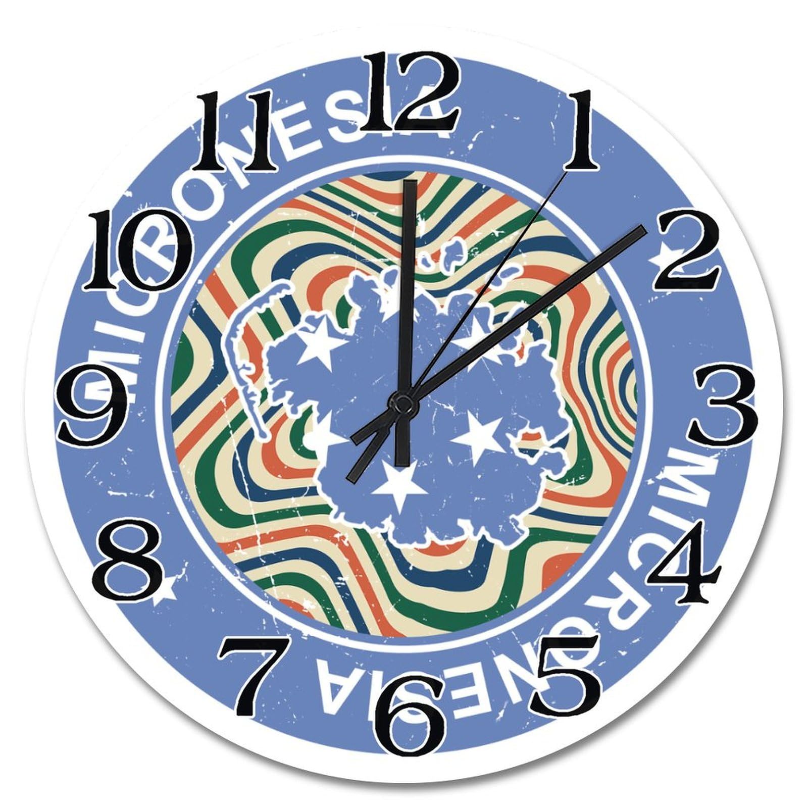 Horloge murale drapeau de la Micronésie pour cuisine et salon rustique