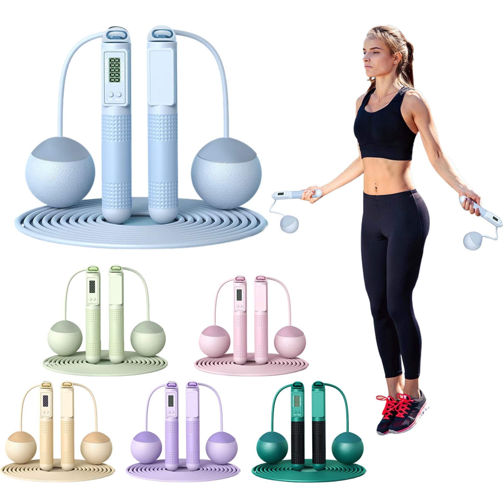 ☆ ウェイトフィットネスフープ 大人用 縄跳び ワークアウト エクササイズ器具 縄跳び トレーニング用 ダイエット 大人用 子供用 長さ調整