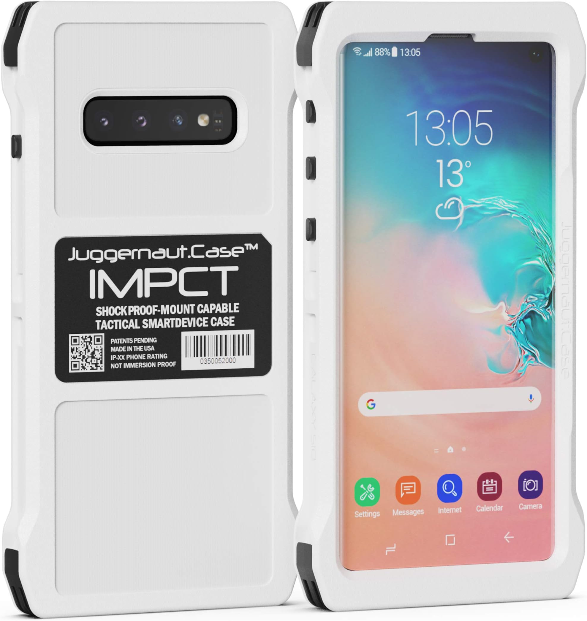 Juggernaut.Case - Galaxy S10 Plus IMPCT - Military Grade, Tactical Smartphone Phone Case, Made in USA - White
