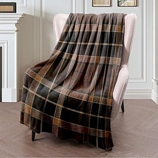 Winter Flannel Throw Blanket for Women Wool Stripped Tartan Vintage Geom...