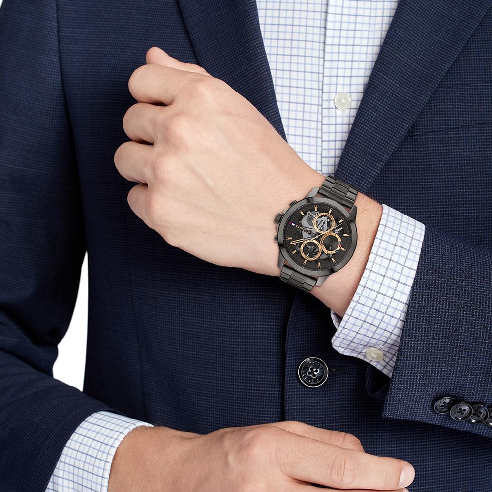 Tommy Hilfiger Analoge Multifunktions-Quarzuhr für Herren mit Edelstahl- oder Lederarmband