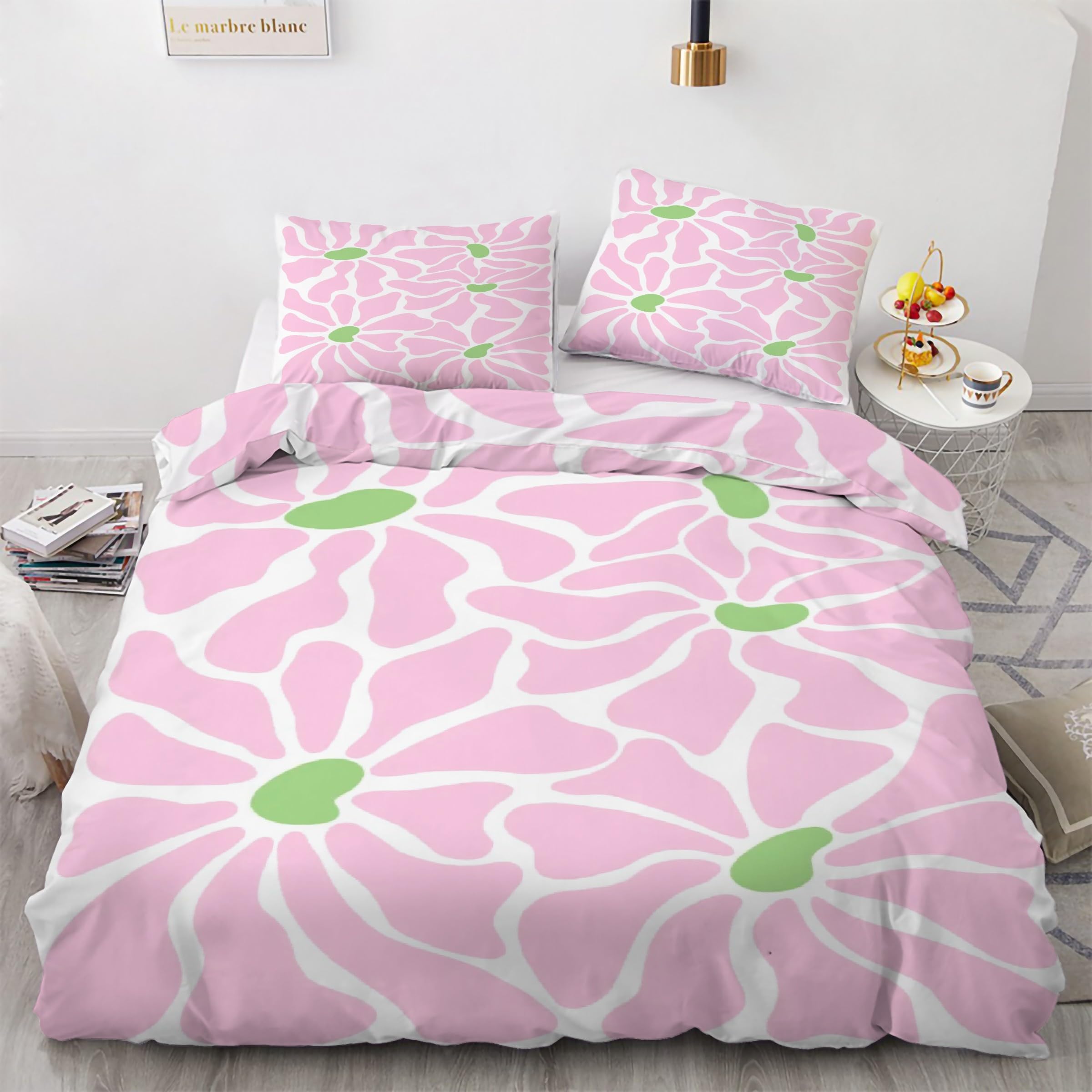 Housse de couette 90x190 fleurs ensemble de literie 3 pièces microfibre avec zip