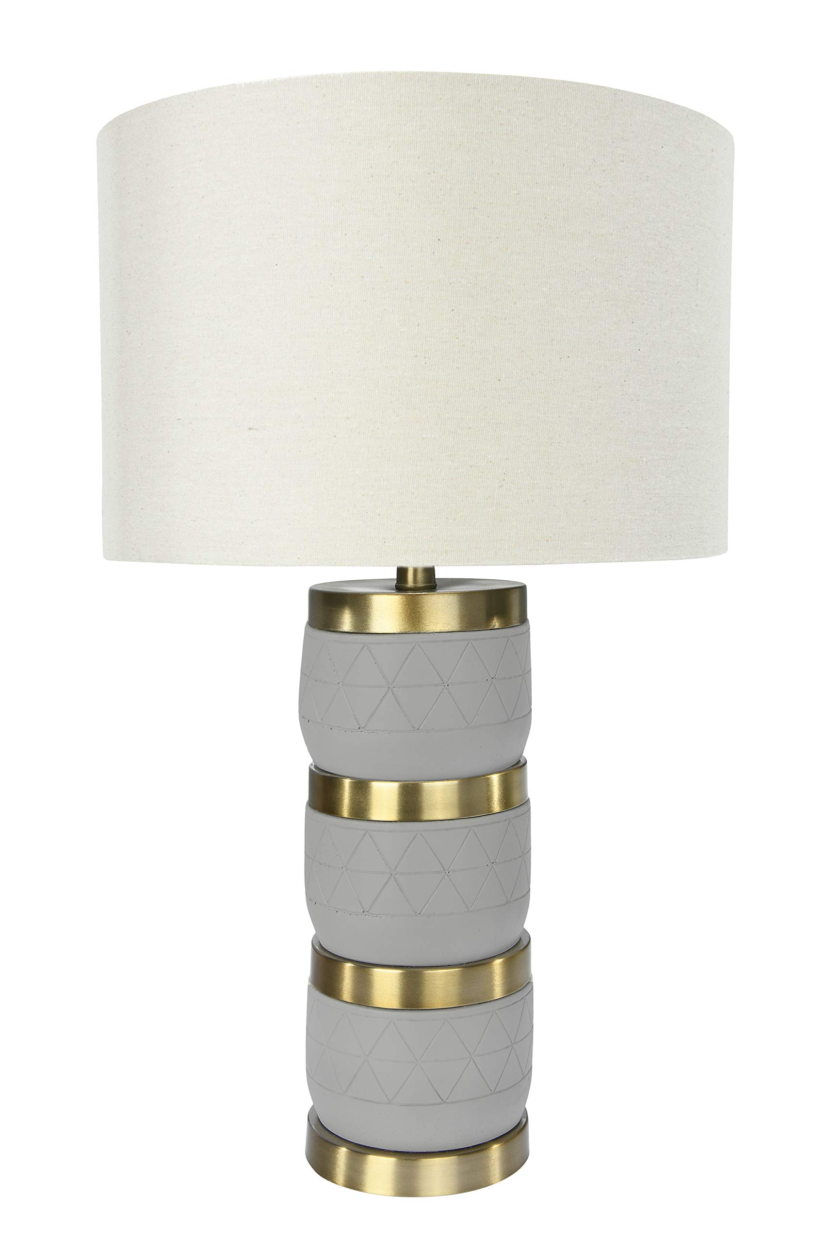 Creative Co-Op Raw Concrete Table Lamp with Imprinted Diamond Design and Metal Accents