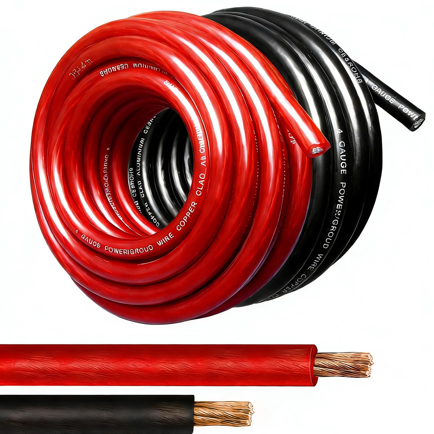4 Gauge Wire,(50ft Each - Red/Black) 4 AWG Battery Cable, Copper Clad Aluminum CCA Welding Cable,for Car Audio,Battery Systems,RVs,Solar Systems,Amp Wiring Kit