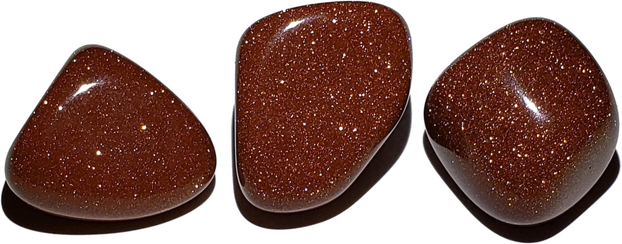 Top Rock Shop 3pc Set Red Goldstone 25-31mm Medium Extra Glittery Sparkly Tumbled & Polished Healing Crystal Gemstone Specimens