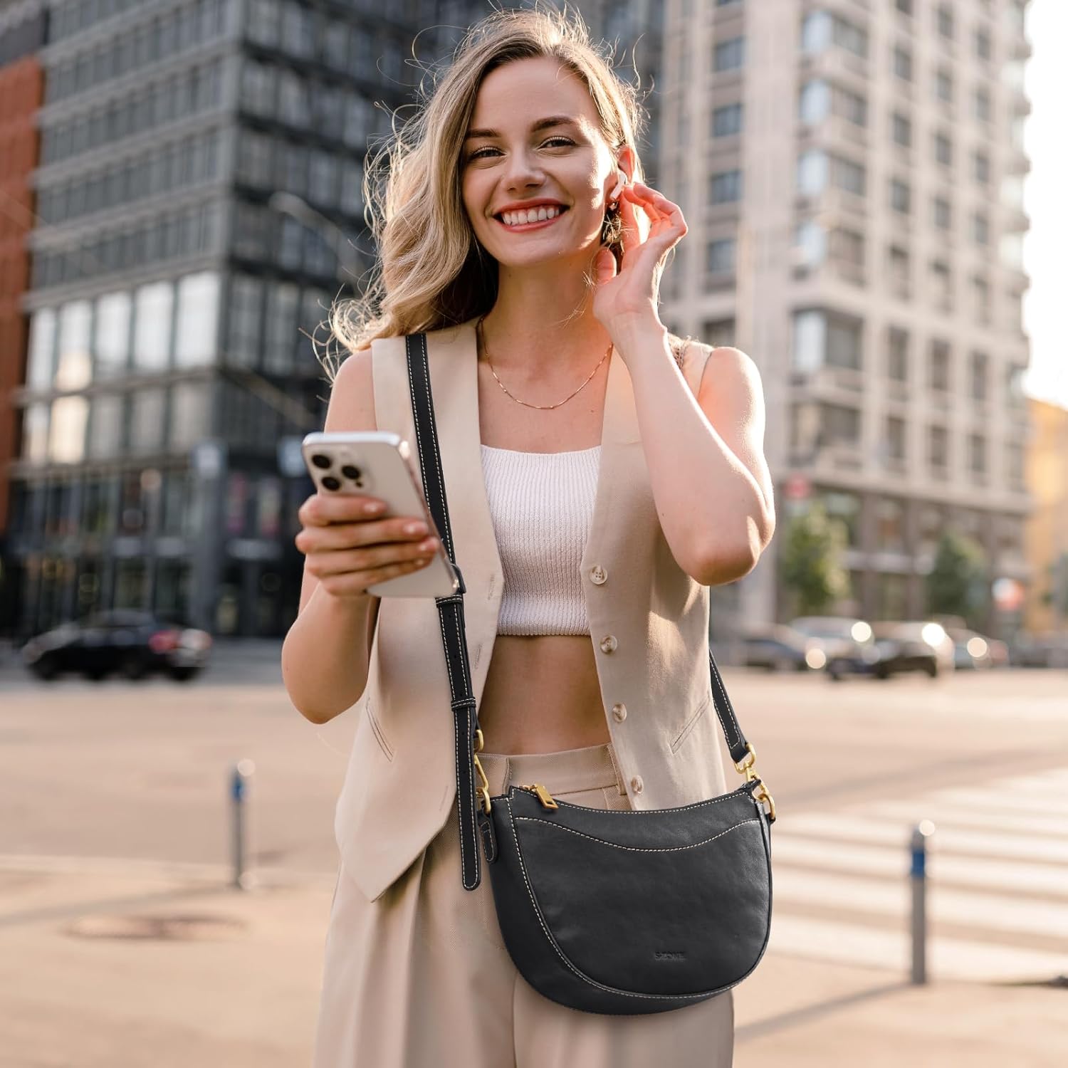 S-ZONE Small Leather Crossbody Bags for Women Cute Purses with RFID Anti-theft Pocket Trendy Shoulder Bag Handbags Satchel - Image 2