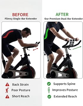 Handlebar Extenders for Indoor Exercise Bike (1 Pair) Great Handlebar Extension Accessory for Peloton Compatible with Bicycle Handlebar Grips & Includes Handlebar Grips