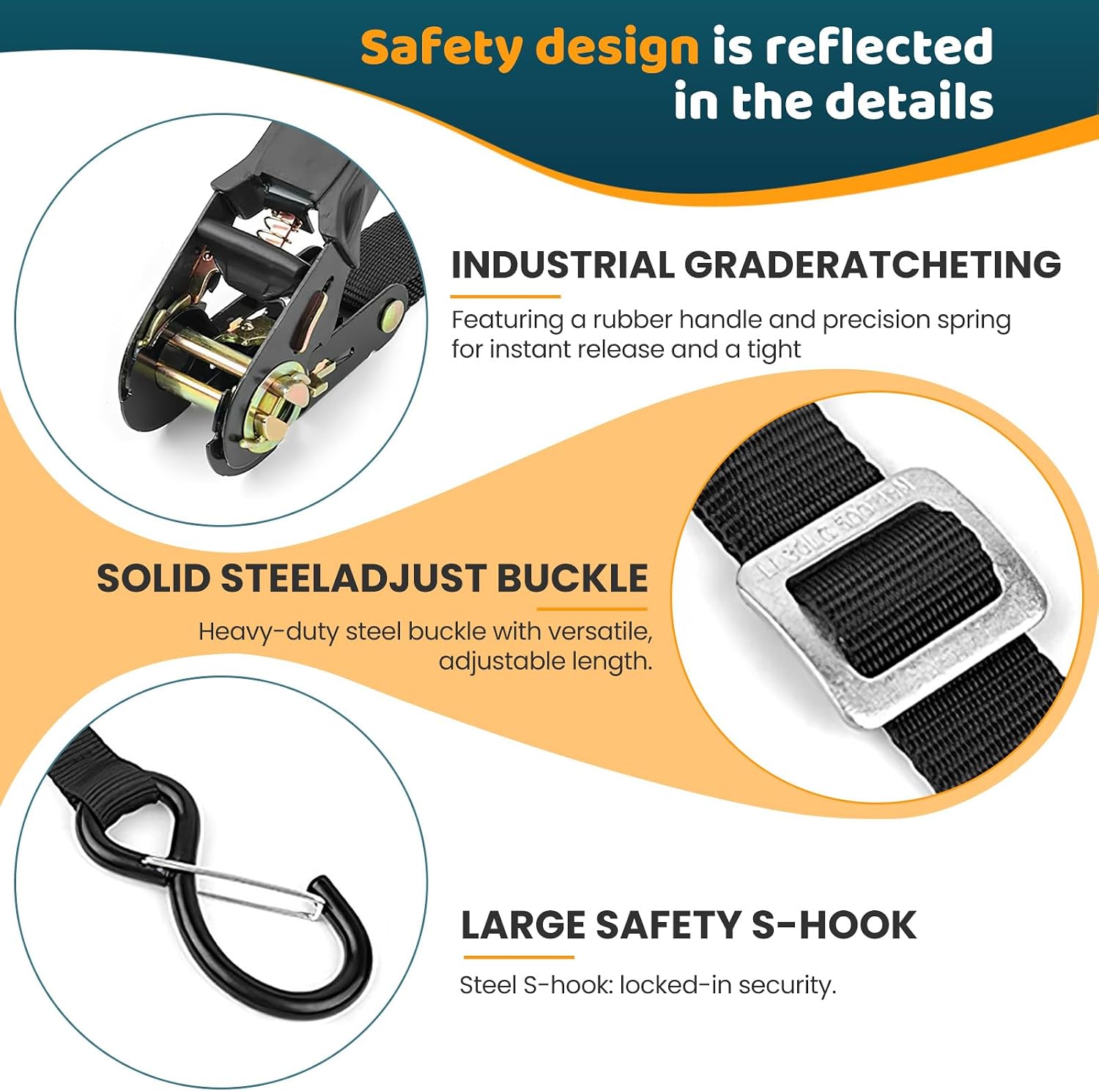 Double Dog Truck Bed Leash -Adjustable Ratchet Tightening Tether System for Two Dogs in SUV, Car Backseat & Pickup Truck, Heavy Duty Nylon with Metal Hardware