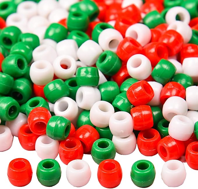 MFUOE 1000 Christmas Pony Beads Red White & Green Christmas Crafts