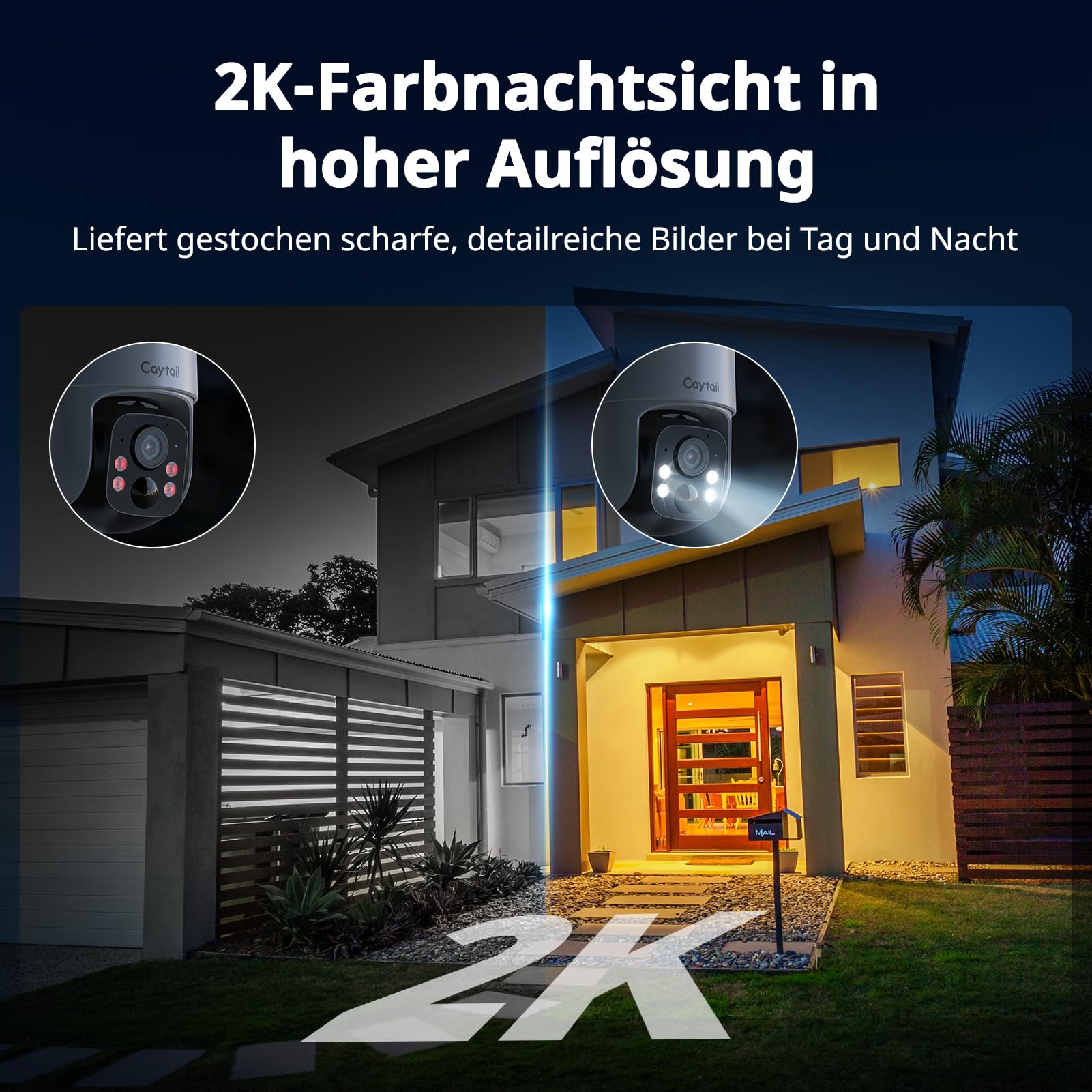 2K Überwachungskamera Aussen Akku Solar, 360° PTZ Überwachungskamera Outdoor Kabellos mit Solarpanel, 3MP Farbnachtsicht, 2-Wege-Audio, PIR Bewegungsmelder