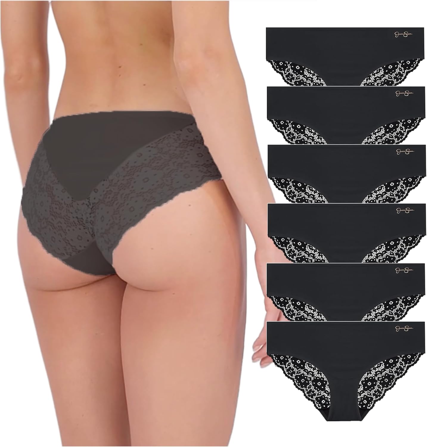 Jessica Simpson Seamless Underwear For Women, Lace Hipster Panties, Cute Breathable and Comfortable Multipack, Ropa Interior