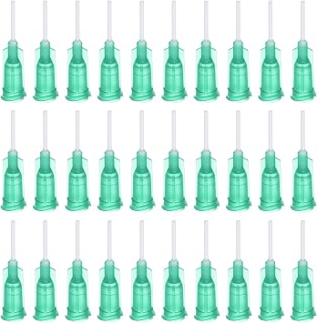 uxcell 100 Pcs 18G Plastic Dispensing Needles with Luer Lock, 1/2" PTFE Needle Tube, PP Heat Resistant Plastic, Dull Tip for Liquid Adhesives, Green