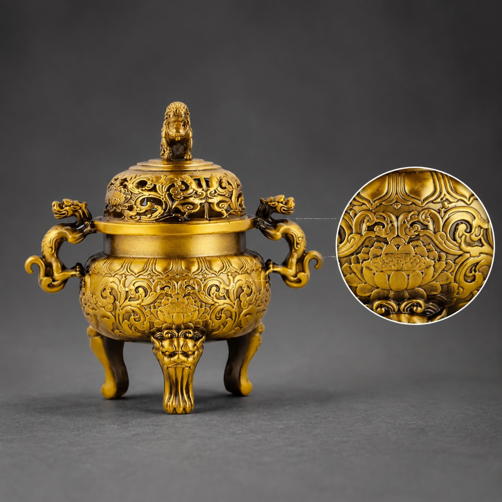 Brûleur D'encens Cvercle Sculpté, Jaune