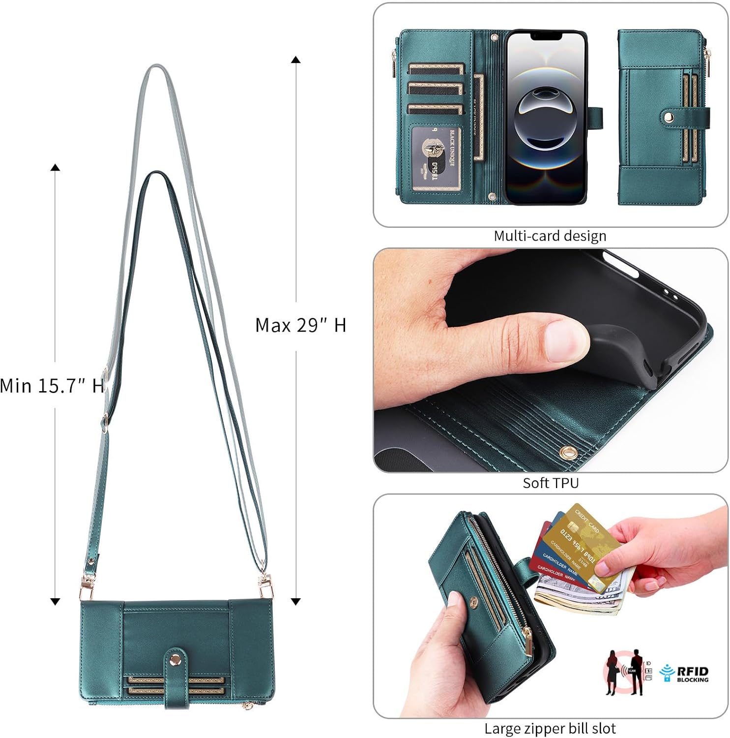 Asuwish Phone Case for iPhone 16e/SE 2025/SE 4 Wallet Cell Cover with Screen Protector RFID Blocking Crossbody Strap Flip Card Holder i Phone16e i16e 16 e SE4 4th Generation 16eCase Women Men Blue