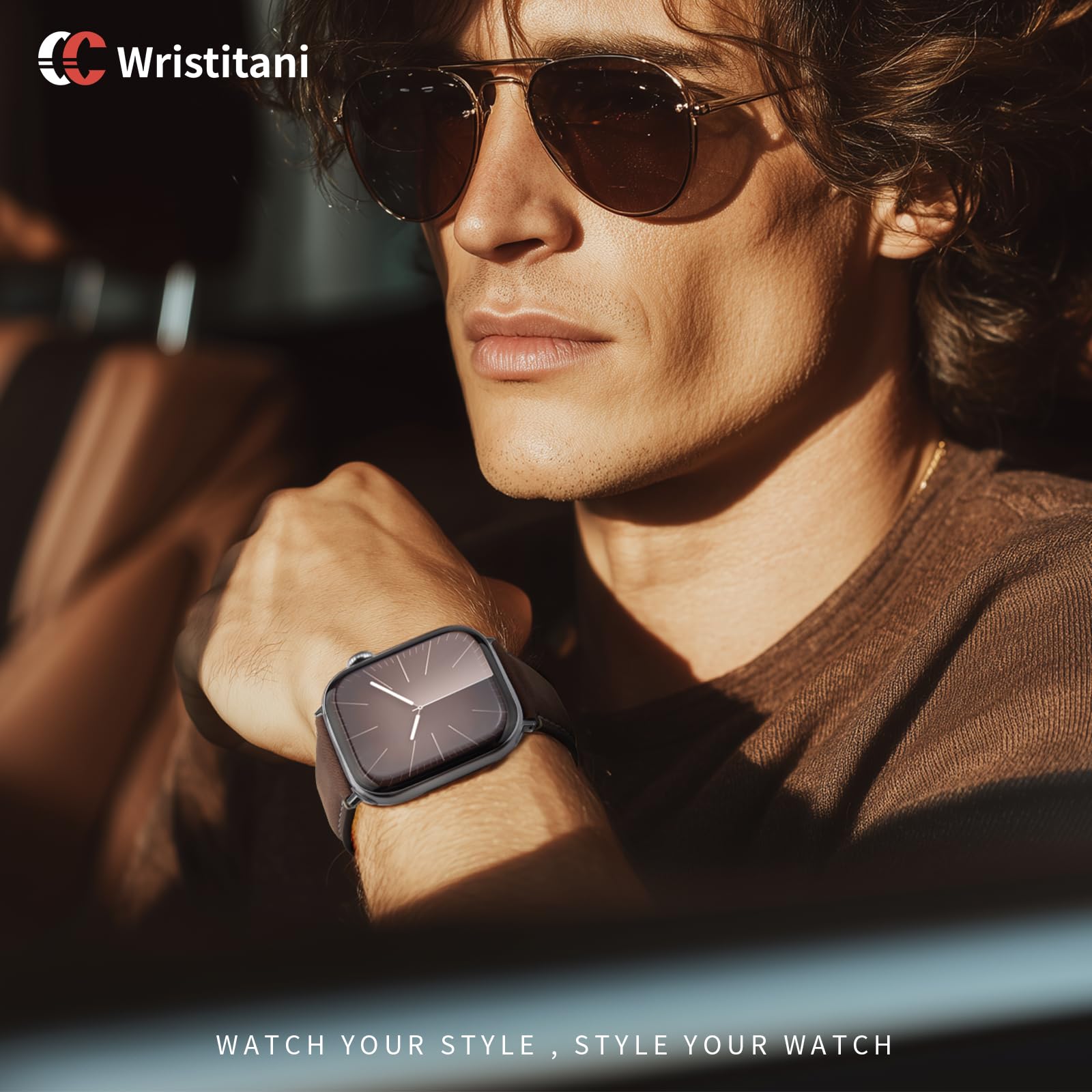 Wristitani Skórzany pasek kompatybilny z Apple Watch 44 mm, 45 mm, 46 mm, 42 mm, 49 mm, 41 mm, 40 mm, 38 mm, dla mężczyzn, prawdziwa skóra, zapasowy pasek do iWatch Ultra 3, 2, 1, SE3/2/1, Series 11
