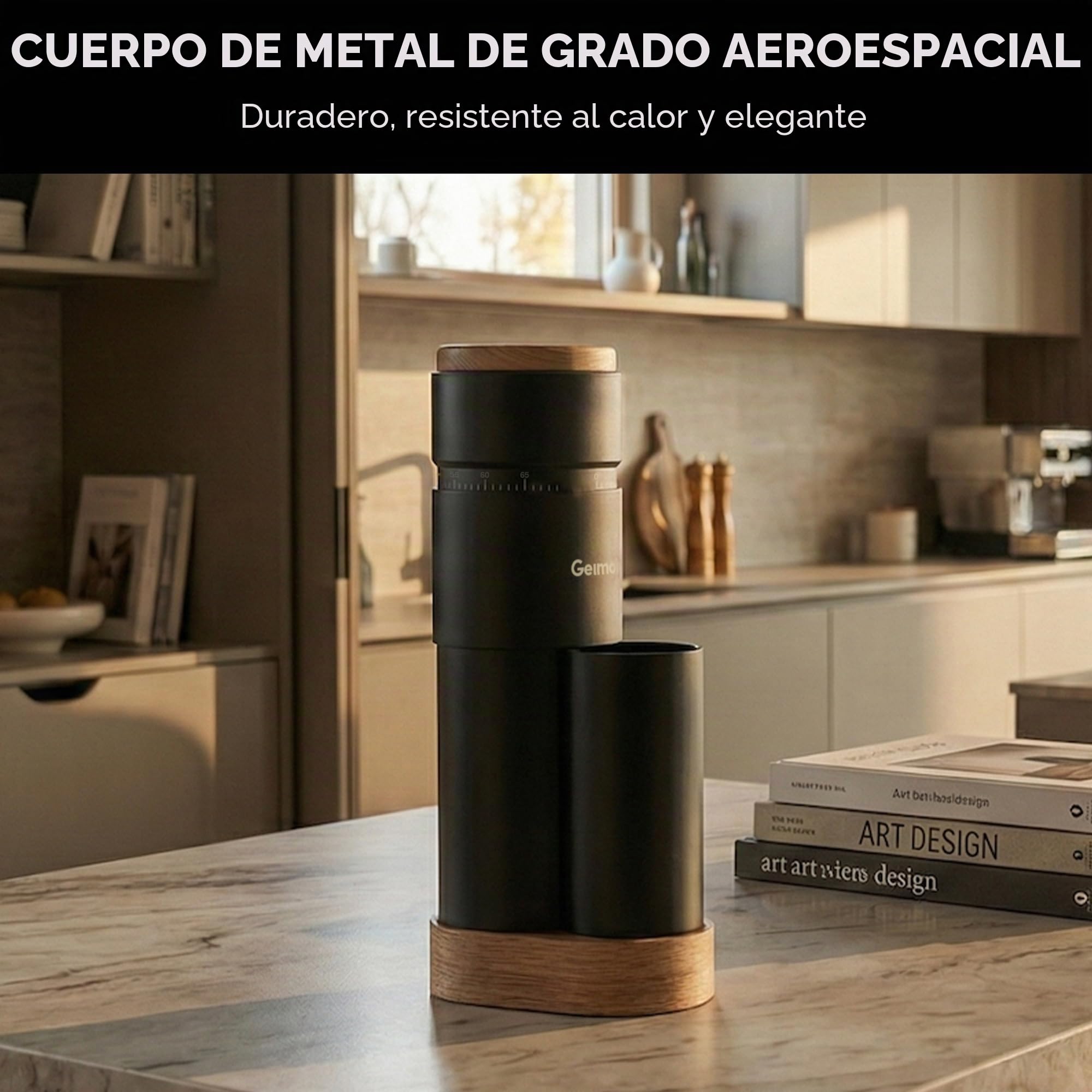 Molinillo de café wirsh Geimori T38 Plus, molinillo eléctrico portátil con rebaba cónica, ajustes de molienda continua de fino a grueso para espresso, goteo, prensa francesa, uso doméstico y de viaje