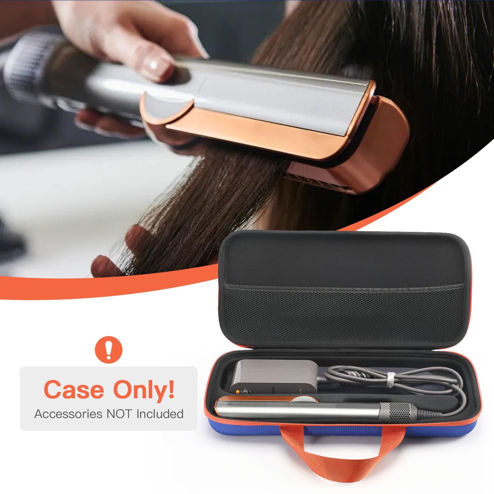 Funda rígida de transporte compatible con Dyson Airstrait Straightener HT01, almacenamiento seguro y protección para tu alisador de cabello y accesorios (azul)