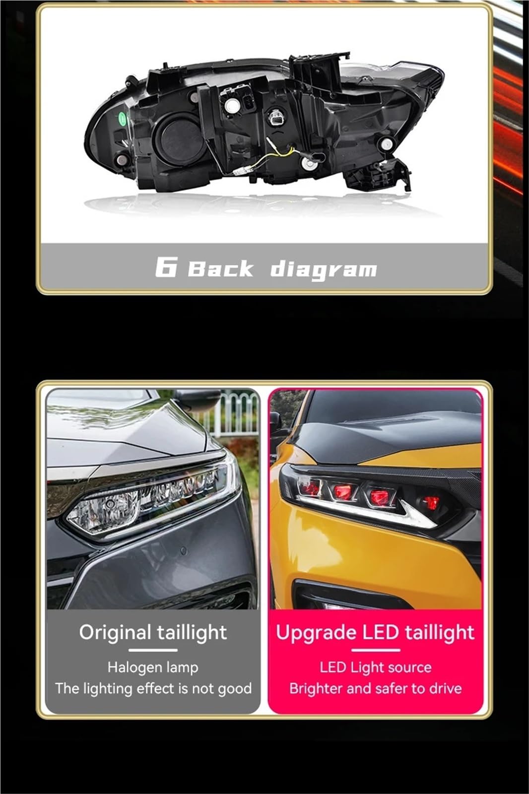 Gruppo Faro per Auto Accord G10 2018-2023 Gruppo Faro Lente modificata Tocco di luci Anteriori Fari