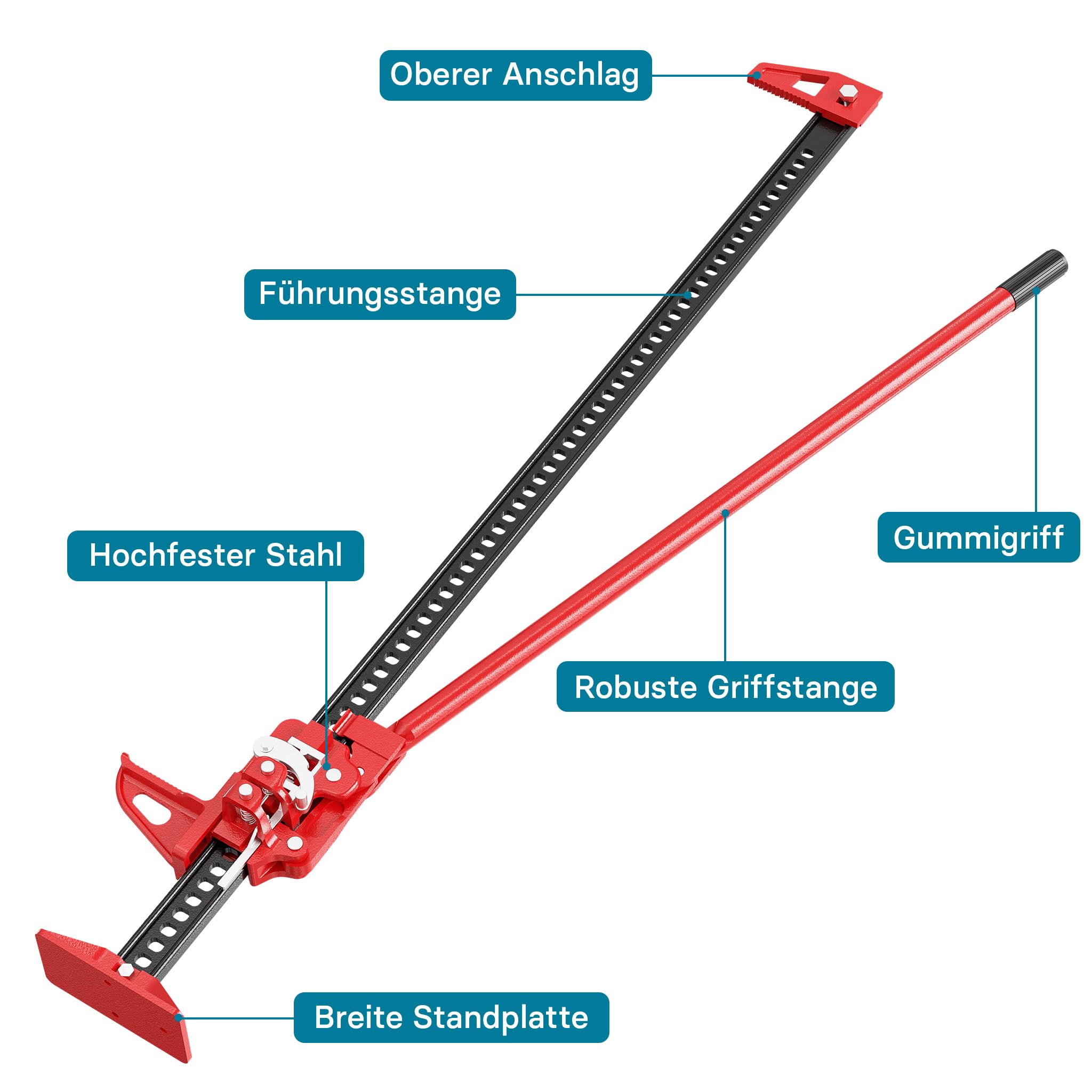Wiltec Farm Jack Wagenheber 150 cm 60" 3000 kg, Offroad Stockwinde für Geländewagen, ATV Heber, Allzweckheber
