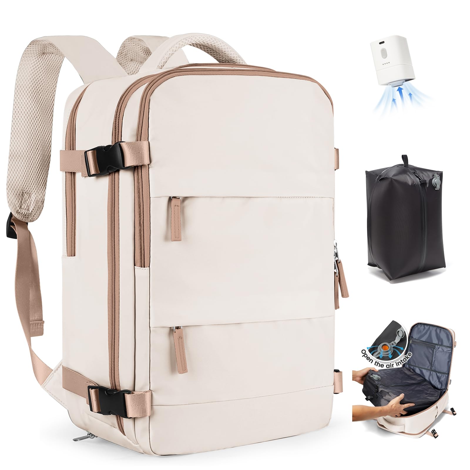 SZLX Zaino A Vuoto Con Pompa Donna, Zaino Ryanair 40x30x20 Sottovuoto Zaino da Viaggio Ryanair Wizzair, Ryanair Viaggio Ruscksack Dimensione Cabina Con Pompa Impermeabile Uomo Valigia A Vuoto