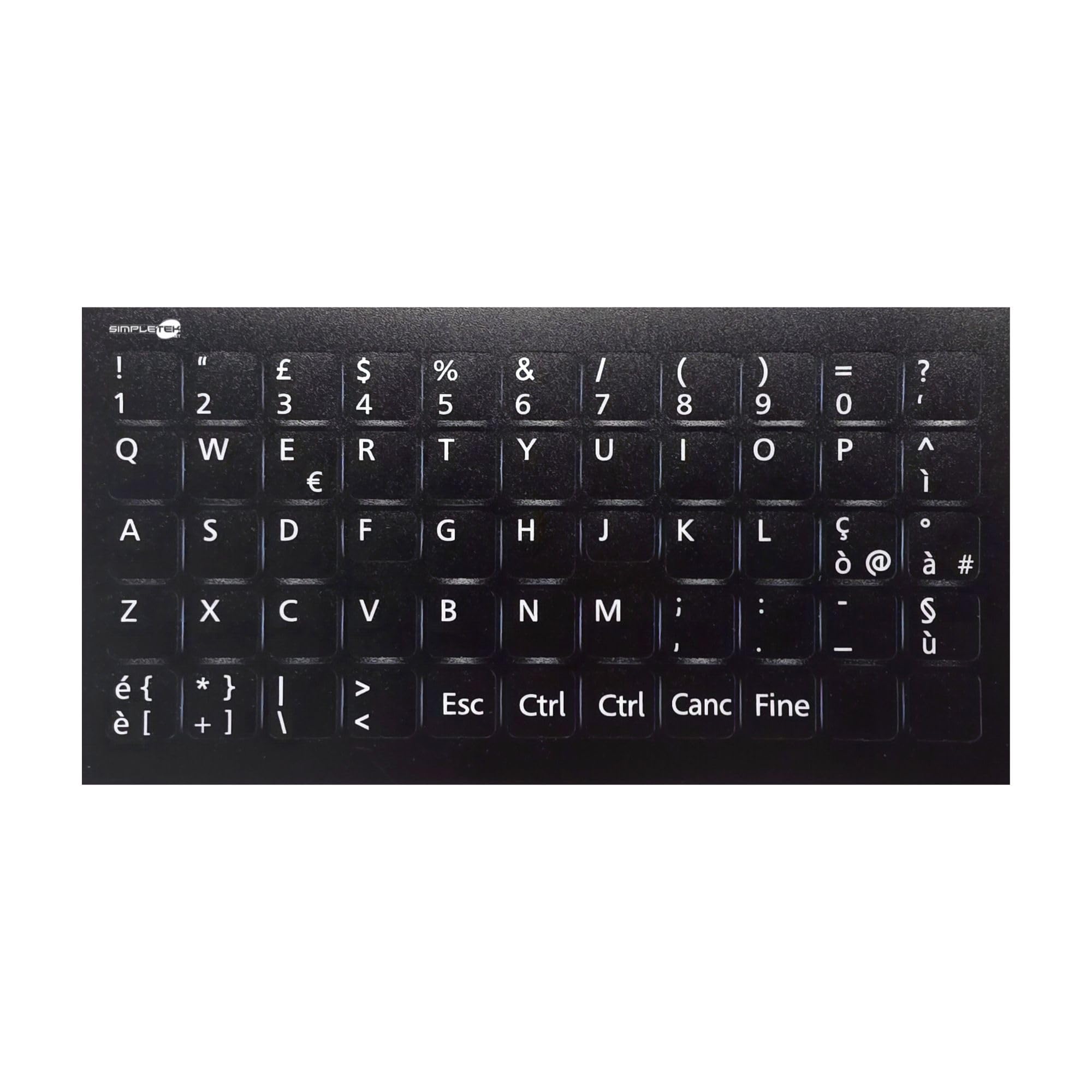 SIMPLETEK - Pegatinas para teclado con disposición italiana para ordenador portátil, ordenador o teclado QWERTY negro mate (paquete de 100 unidades)