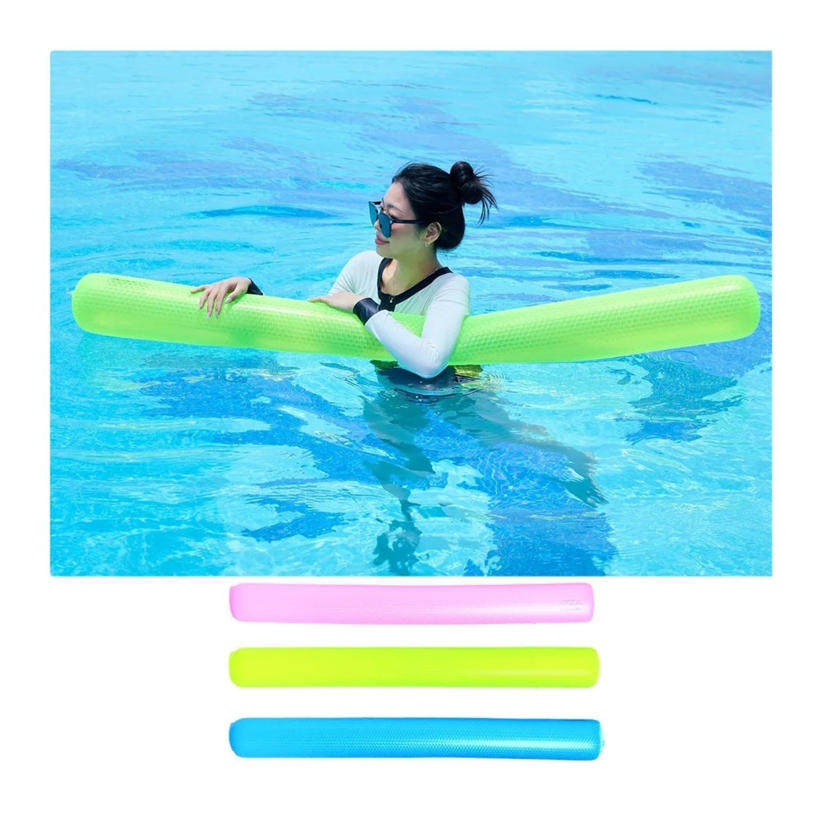 Poolnudel Hohl Schwimmnudel Aufblasbarer Pool-Schwimmstab | PVC-Hohlschwimmbojenstange for Erwachsene und Kinder, Wasserspieltraining, Hilfsschwimmen